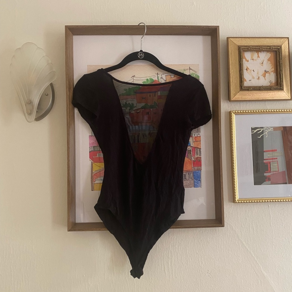 Mesh V-Neck Bodysuit - Open Back